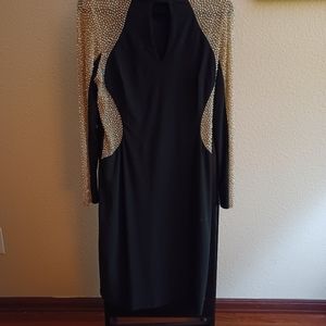 XSCAPE dress, black, studded